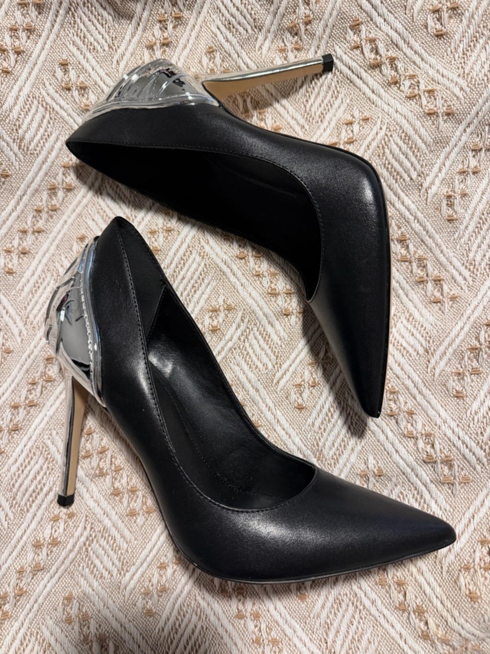 Michael Kors Khloe Leather Pump Black & Silver Logo Heel
